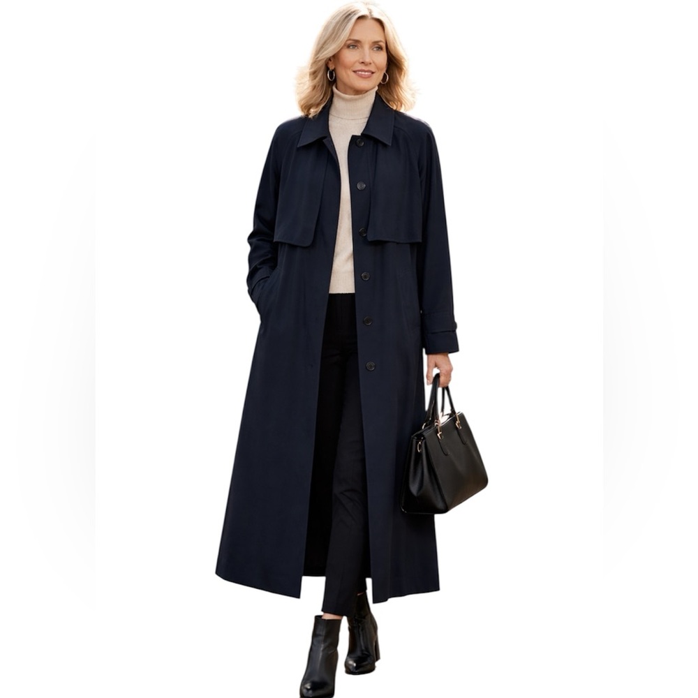 Gallery Women's Black Fully Lined Trench Coat Size: 6